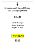Systems Analysis and Design in a Changing World 7th Edition by John W. Satzinger, Robert B. Jackson, Stephen D. Burd Test bank| Reviewed/Updated for 2021<ALL Chapters Included-Ch1-14<Online Chapter A,B,C-248 pages of Questions.
