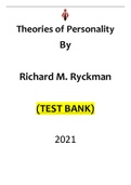  Theories of Personality 10Ed Richard M. RyckmanTest bank +Instructors Manual-FULL|18 Chapters-348 pages Reviewed/Updated for 2021