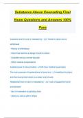 Substance Abuse Counseling Final Exam Questions and Answers 100&percnt; Pass