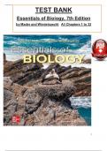 Test Bank - Essentials of Biology&comma; 7th Edition by Mader and Windelspecht&comma; All 32 Chapters Covered&comma; Verified Latest Edition