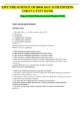 LIFE THE SCIENCE OF BIOLOGY 11TH EDITION SADAVA TEST BANK