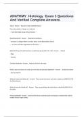  ANATOMY  Histology  Exam 1 Questions And Verified Complete Answers&period;