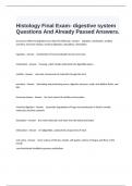  Histology Final Exam- digestive system Questions And Already Passed Answers&period;