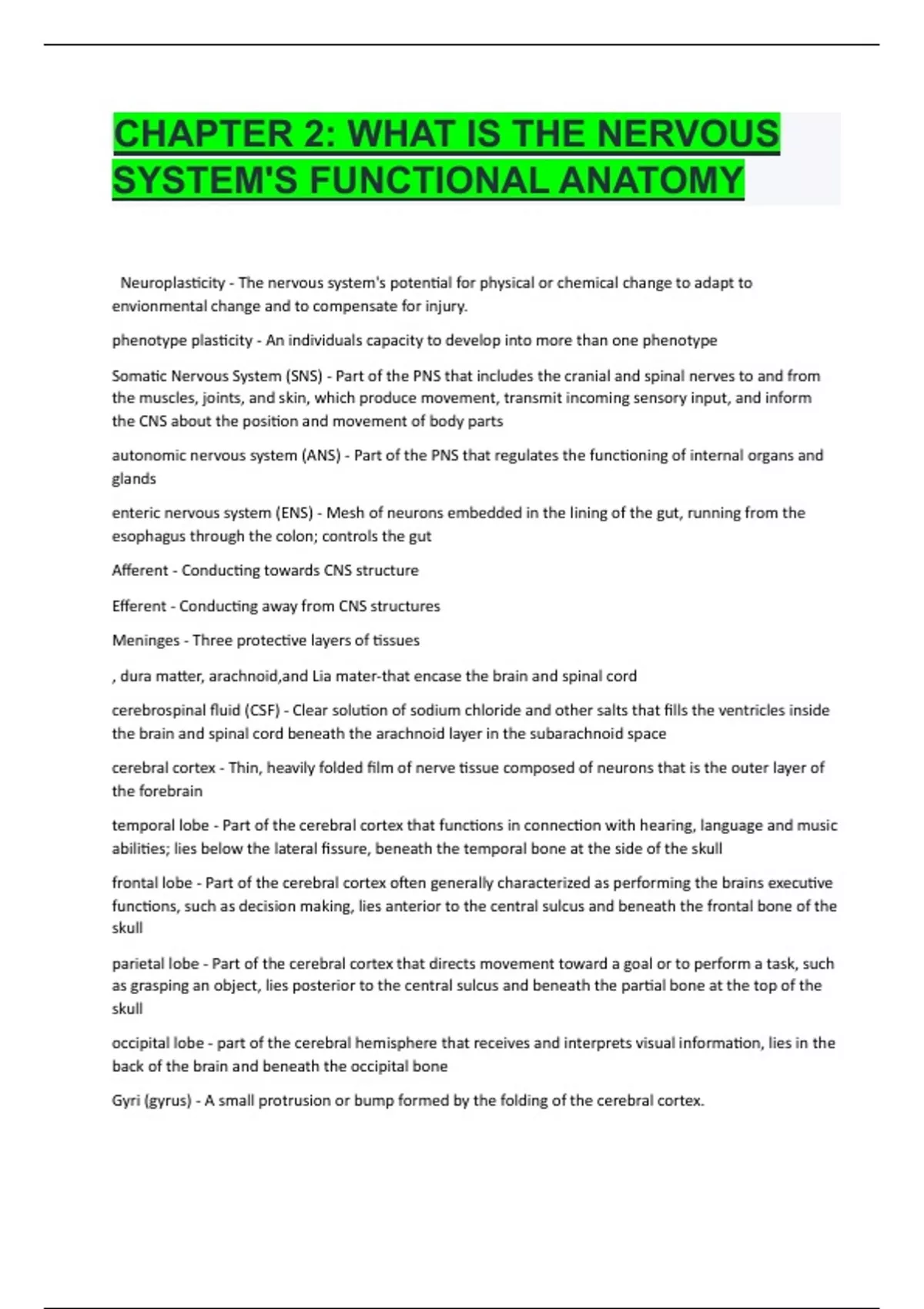 Chapter 2: What Is The Nervous System's Functional Anatomy - Chapter 2 ...