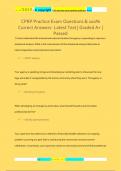 CPRP Practice Exam Questions & 100&percnt; Correct Answers- Latest Test &vert; Graded A&plus; &vert; Passed