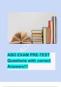 ABO Advance EXAM PRE-TEST Questions with correct Answers&excl;&excl;&excl; 100&percnt; Verified RATED A&plus;&plus;