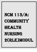 NCM 113A COMMUNITY HEALTH NURSING 2(RLE)MODULE 4 COMMUNITY DIAGNOSIS AND COMMUNITYDEVELOPMENT PROGRESS REPORT MODULE 4 LAB - LEARNING PACKET 2021