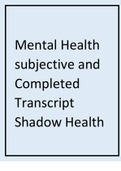 Mental Health subjective and Completed Transcript Shadow Health