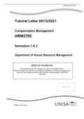 HRM3705 SEMESTERS 1 & 2 COMPENSATION MANAGEMENT TUTORIAL LETTER 00132021