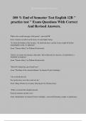 100 &percnt; End of Semester Test English 12B " practice test " Exam Questions With Correct And Revised Answers&period;