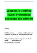 Solution to Certified Payroll Professional questions and answers
