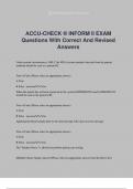 ACCU-CHECK &reg; INFORM II EXAM Questions With Correct And Revised Answers