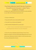 Psychiatric&sol;Mental Health Review Questions  & 100&percnt; Correct Answers- Latest Test &vert;  Graded A&plus; &vert; Passed