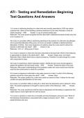 ATI - Testing and Remediation Beginning Test Questions And Answers