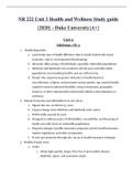 NR 222 Unit 3 Health and Wellness Study guide {2020} -  NURSING Duke University{A+}