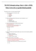 NR 283 Pathophysiology Quiz 4, Q&A (2020) Duke University (A grade/School graded)