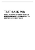 TEST BANK FOR PEDIATRIC NURSING THE CRITICAL COMPONENTS OF NURSING CARE 2ND EDITION RUDD TEST BANK