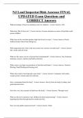 NJ Lead Inspector&sol;Risk Assessor FINAL UPDATED Exam Questions and  CORRECT Answers