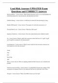 Lead Risk Assessor UPDATED Exam  Questions and CORRECT Answers