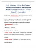 DCF Child Care 40 Hour Certification &vert; Behavioral Observation and Screening &lpar;Florida&rpar; Exam &vert; Questions and Answers Graded A&plus; &vert; Latest 2024