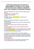 CERTIFIED ASSOCIATE IN PROJECT  MANAGEMENT &lpar;CAPM&rpar; ACTUAL EXAM  QUESTIONS AND CORRECT ANSWERS  2024- 2025&comma; EXAMS OF BUSINESS FINANCE