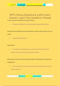 MTTC History Questions & 100&percnt; Correct  Answers- Latest Test &vert; Graded A&plus; &vert; Passed