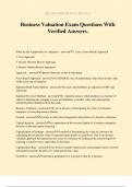 Business Valuation Exam Questions With Verified Answers&period;