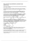 REAL ESTATE SALESPERSON LICENSE EXAM QUESTIONS