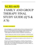   NURS 6650  Family And Group Therapy FINAL STUDY GUIDE 