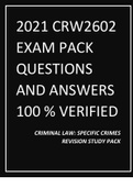 2021 CRW2602 EXAM PACK QUESTIONS AND ANSWERS 100 % VERIFIED