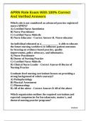 APRN Role Exam With 100&percnt; Correct And Verified Answers