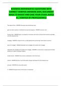 BUSINESS MATHEMATICS QUESTIONS WITH  CORRECT VERIFIED ANSWERS 2024&comma; DOCUMENT  MADE TO BOOST AND EASE YOUR STUDY&comma; RATED  A&plus;&comma; VERIFIED BY PROFESSIONALS