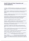 Health Profession Exam 1 Questions and Answers&lpar;Rated A&rpar;
