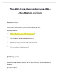 NSG 6101 Week 2 Knowledge Check 2020 &lpar;NURSING&rpar;  &ndash; Johns Hopkins University