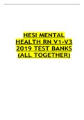 HESI MENTAL HEALTH RN V1-V3 2019 TEST BANKS - ALL TOGETHER
