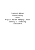 Psychiatric Mental Health Nursing Success A Q & A Review Applying Critical Thinking to Test Taking Third Edition