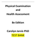 Test Bank for Physical Examination and Health Assessment 8th Edition by Carolyn Jarvis - Complete Elaborated and Latest Test Bank&period; ALL Chapters &lpar;1-32&rpar; Included and updated