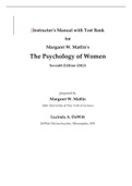 Margaret W. Matlin’s The Psychology of Women Seventh Edition  | Instructor’s Manual with Test Bank 