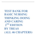 TEST BANK FOR BASIC NURSING THINKING DOING AND CARING 2ND EDITION  BY TREAS 