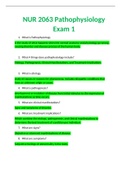 nur2063 / NUR 2063 Pathophysiology Exam 1 |150 questions and answers |ALL GRADED A++