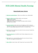 NUR2488 &sol; NUR 2488 Exam 3 Review &lpar;Latest 2021 &sol; 2022&rpar;&colon; Mental Health Nursing - Rasmussen
