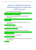 NUR 2063 / NUR2063: Essentials of Pathophysiology Exam 2 (Latest 2021 / 2022) Rasmussen