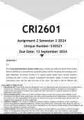 CRI2601 Assignment 2 &lpar;ANSWERS&rpar; Semester 2 2024 - DISTINCTION GUARANTEED