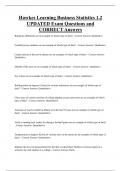 Hawkes Learning Business Statistics 1&period;2 UPDATED Exam Questions and  CORRECT Answers