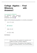 SOPHIA| College Algebra - Final Milestone with Answers!!| SPRING 2021