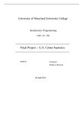 CMIS 141 Introductory Programming Final Project – U.S. Crime Statistics