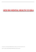 HESI RN MENTAL HEALTH 2018 V1- V2- V3 QUESTIONS AND ANSWERS&comma; 2019 Hesi Psychiatric-Mental Health V1&comma; HESI RN 2020 MENTALHEALTH &comma; HESI RN MENTAL HEALTH 53 Q&A &comma; COMPLETE DOCUMENT FOR HESI EXAM