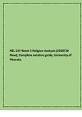 REL 134 Week 5 Religion Analysis (201920 New), Complete solution guide, University of Phoenix.