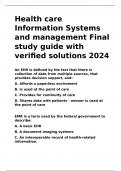 Health care Information Systems and management Final study guide with verified solutions 2024&period;