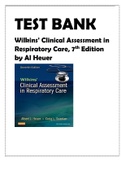 TEST BANK FOR WILKINS' CLINICAL ASSESSMENT IN RESPIRATORY CARE, 7TH EDITION BY AL HEUER